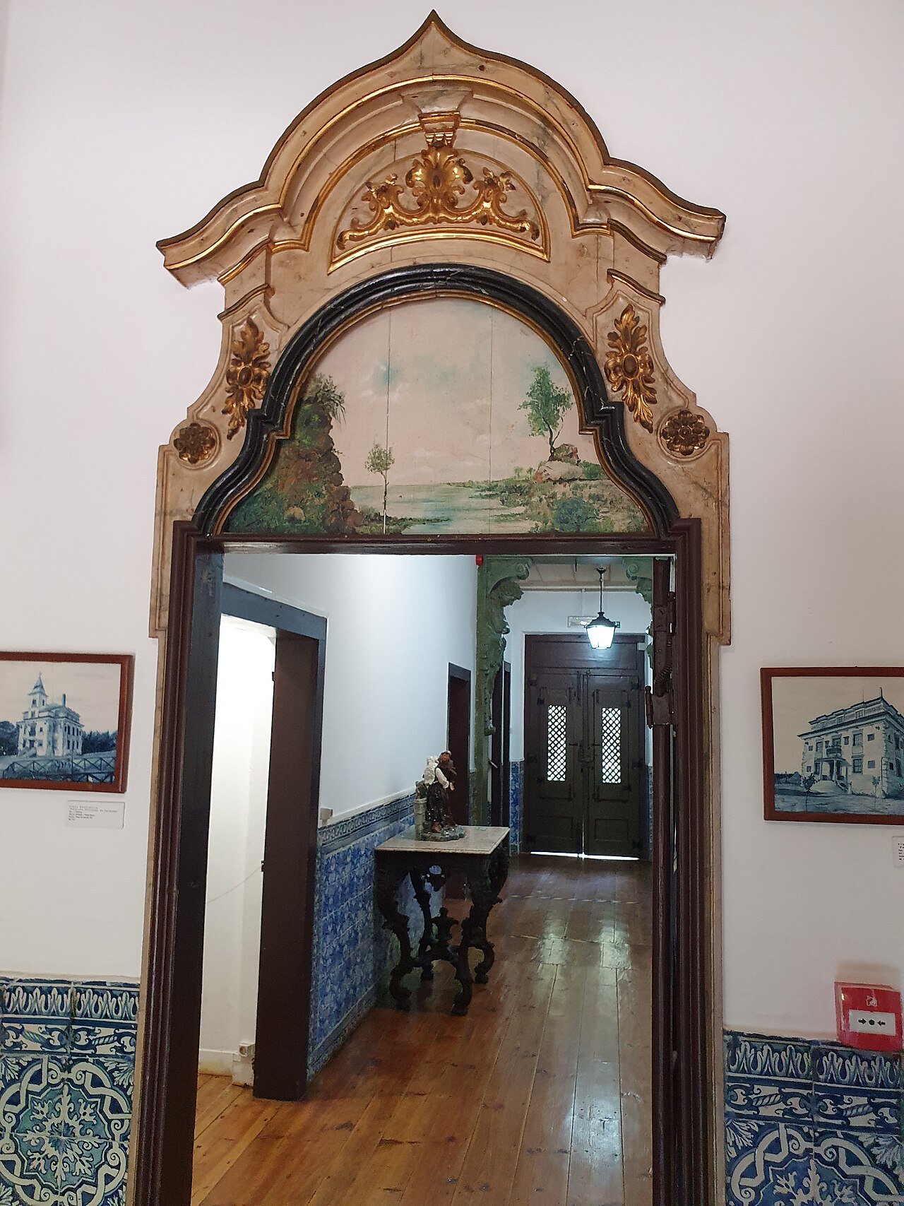 Ceramic displays and tiled doorways inside the Ceramics Museum in Caldas da Rainha