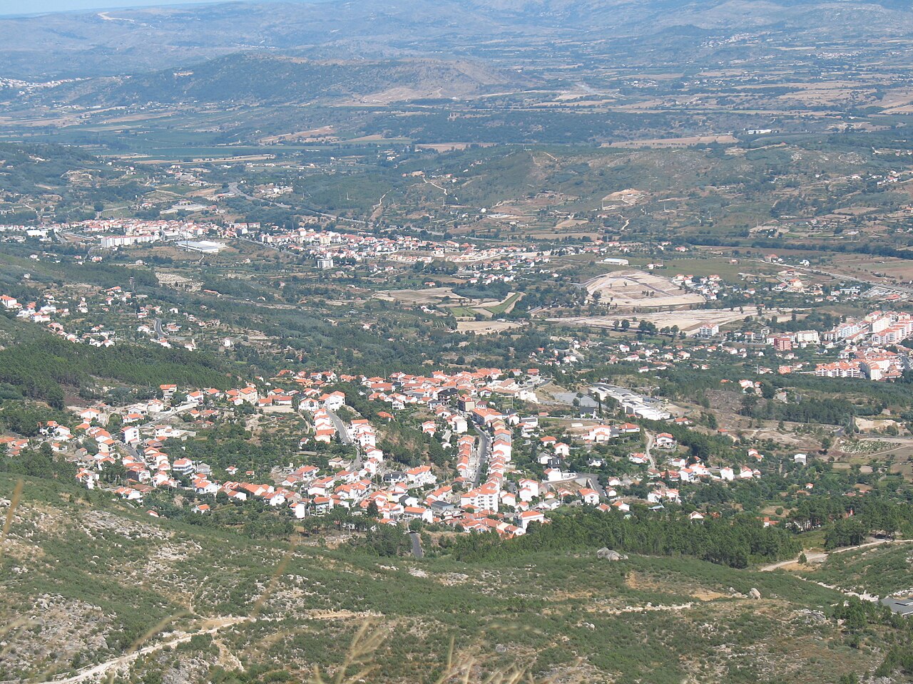 Covilhã and the surrounding valley seen from Serra da Estrela