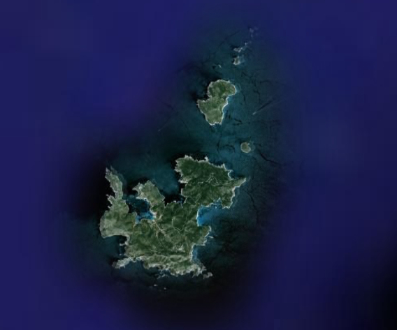 Satellite view of the Cabrera archipelago in the Balearic Islands