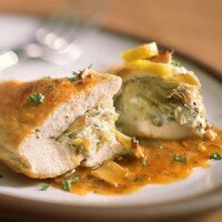 Stuffed chicken breast with artichoke and fontina cheese recipe