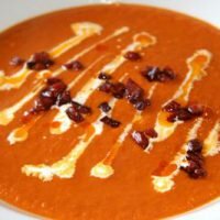 Spicy tomato and chorizo soup from the kitchen of a French chef